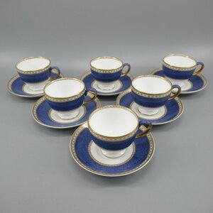 1円～ Wedgwood ウェッジウッド ユーランダーパウダーブルー カップ＆ソーサー 計6客 金彩 陶器 食器 140-2441386【O商品】