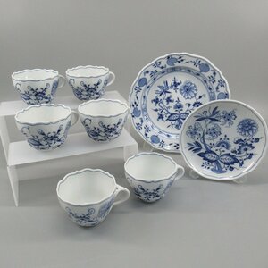 1円～ Meissen マイセン カップ＆ソーサー 22cmプレート 計8点 ブルーオニオン テーブルウェア 食器 266-2390827【O商品】