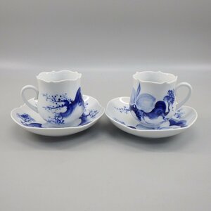 1円～ Meissen マイセン ブルーオーキッド コーヒーカップ＆ソーサー 計2客 食器 178-2401556【O商品】