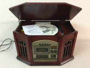 レコードプレーヤー CD付コンポ AH-024 AM FM カセットテープ レトロ アンティーク