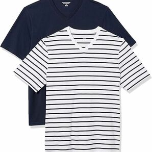 2枚組 Sサイズ Tシャツ Vネック レギュラーフィット 半袖 メンズ　 ボーダー カットソー トップス