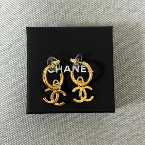 新品未使用 Chanel シャネル ココマーク フープピアス ゴールド