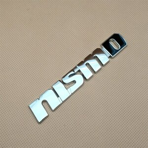 【送料込】日産　NISMO エンブレム (縦2cm×横12.5cm) シルバー (O:黒)　金属製