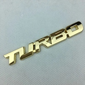 【送料込】TURBO(ターボ) 3Dエンブレム 両面テープ ゴールド 金属製の画像1