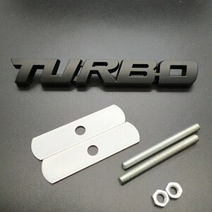 【送料込】TURBO 3Dエンブレム(Fグリル用) マットブラック 金属製 ターボ車 HKS IHI ギャレット トラスト　