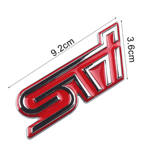 【送料込】STI 3Dエンブレム　レッド×メッキ　金属製　スバル　SUBARU　WRC　