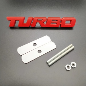 【送料込】TURBO 3Dエンブレム(Fグリル用) レッド金属製 ターボ車 HKS IHI ギャレット トラスト　