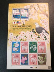 【コレクション出品1835】米国への桜寄贈100周年　シート　額面800円　平成24年(2012年)発行