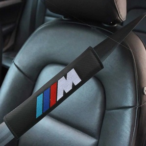 2個セット BMW Mスポーツ ビーエムダブリュー カーボンファイバー シートベルトパッド シートベルトカバー ショルダーパッド ロゴ刺繍 g2の画像5