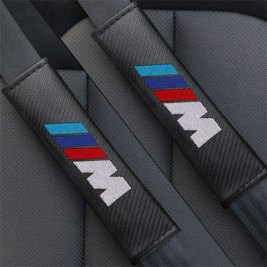 2個セット BMW Mスポーツ ビーエムダブリュー カーボンファイバー シートベルトパッド シートベルトカバー ショルダーパッド ロゴ刺繍 hd
