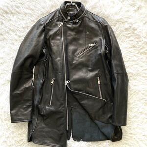 ディーゼル【最高級品！極美品】DIESEL BLACK GOLD ライダースジャケット レザージャケット ハーフコート ブルゾン Wジップ 牛革 本革 48