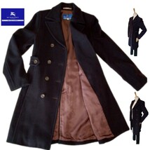 【美シルエット 74】BURBERRY BLUE LABEL　トレンチコート　ウール　ロゴ刻印　ダークバイオレット　38_画像1