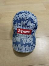 美品 Supreme シュプリーム Fat Tip Jacquard Denim Camp Cap キャップ キャンプキャップ 2022 SS 帽子 デニム ジャガード ロゴ _画像1