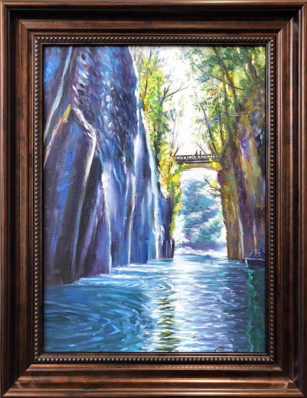 Oil painting landscape painting Takachiho by Eathan, one-of-a-kind, hand-painted, tourist spot, Miyazaki Prefecture, famous place, summer, power spot, J11-[N]AP1441, Painting, Oil painting, Nature, Landscape painting