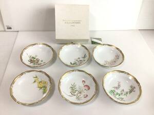 Y643 未使用　Noritake/ノリタケ　GALA CONTESSA/ガラコンテッサ　スープ皿　小　絵変り　花柄　6枚セット　金彩　保管品　箱入