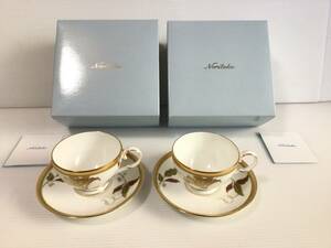 Y658 未使用　Noritake/ノリタケ　ISLAY/アイラ　カップ＆ソーサー　ティー・コーヒー碗皿　1客×2箱セット　ゴールド　豪華　金彩　箱入