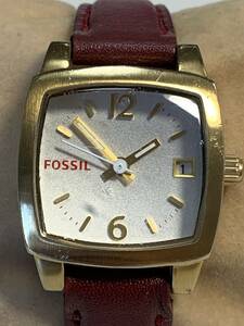 Ｌ034　レディース腕時計　FOSSIL/フォッシル　JR-1219 251008 レザーベルト　3針　デイト　スクエア　クォーツ　アナログ