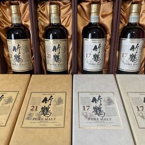 ニッカ NIKKA ウイスキー 竹鶴ピュアモルト 箱付 竹鶴21年700ml2本・17年700ml2本合わせて4本セット