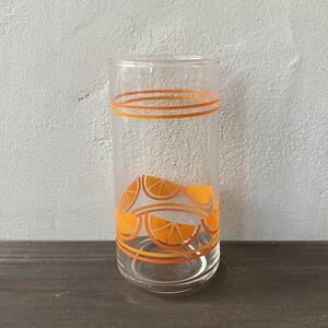 ヴィンテージ ビンテージ グラス タンブラー ガラス オレンジ / レトロ レトロポップ コップ 食器 雑貨 古い アメリカ ④
