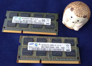 【動作品】SAMSUNG DDR3-1066 PC3-8500S 4GB×2枚 合計 8GB ノートPC用