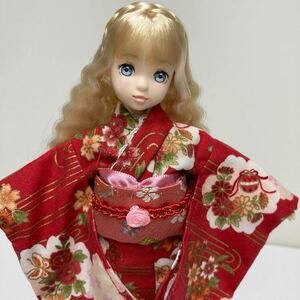 ★ruruko リカちゃん２２センチドールアウトフット★着物金襴帯・赤金彩花柄ピンク帯★ハンドメイド人形着せ替え服★ひな祭り雛祭り★