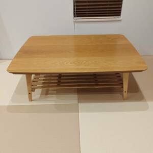 格安スタート　天然木オーク材　北欧デザイン棚付きこたつテーブル　北欧　こたつ　105cm　中古　動作確認済み　コタツ