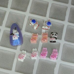 デコパーツ キャラクターパーツ diyパーツ ネイルパーツ くま うさぎ 10pcs