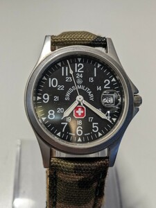 【A768】【稼働品・電池交換済み】 SWISS MILITARY 6-413 6-513 スイスミリタリー クォーツ 腕時計 アナログ デイト スイス製 メンズ