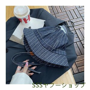 帽子 Bucket hat バケットハット 深め ストライプ デニム コットン100% 大きいサイズ メンズ レディース ネイビー