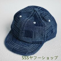 レトロ デニムハット パッチワーク 帽子 キャップ メンズ レディース ユニセックス 野球帽 ハット 56~58CM ネイビー_画像2