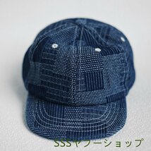 レトロ デニムハット パッチワーク 帽子 キャップ メンズ レディース ユニセックス 野球帽 ハット 56~58CM ネイビー_画像1