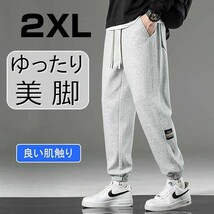 スウェットパンツ ツヤ有り 2XL ストレッチツイル グレー ジョガーパンツ_画像1