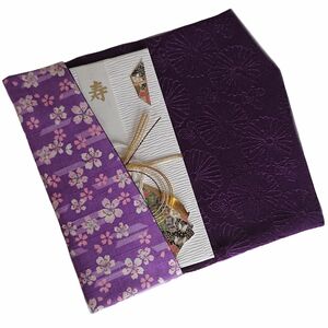 【こ.紫】金封袱紗(ふくさ)慶弔両用 ハンドメイド 結婚式 葬儀 祝儀袋 和柄 桜