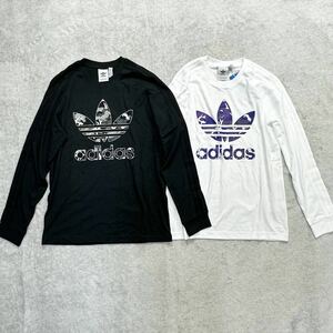 【格安送料】新品未使用 adidas Originals Lサイズ アディダス オリジナルス Tシャツ 2枚セット ロンT 長袖 迷彩 カモ ブラック 黒 白