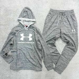 【格安送料】上L 下XL新品未使用 UNDER ARMOUR アンダーアーマー スウェット セットアップ グレー パーカー フーディ ジョガーパンツ 人気