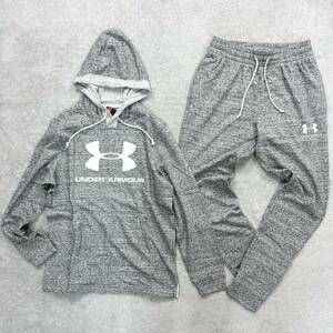 XLサイズ 新品未使用 UNDER ARMOUR アンダーアーマー スウェット セットアップ グレー パーカー フーディ ジョガーパンツ 人気 軽量 正規品