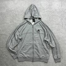 新品未使用 adidas Lサイズ アディダス セットアップ スウェット 上下 パーカー ジョガーパンツ グレー 3ストライプ 人気 定番 正規品_画像5