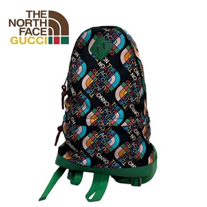 新品未使用 GUCCI THE NORTH FACE リュック バックパック バッグ グッチ ノースフェイス 総柄 ブラック 黒 本革 レザー コラボ 正規品