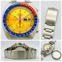 極美品◆SEIKO セイコー 5 スポーツ スピードタイマー◆ペプシ 6139-6002 イエロー クロノグラフ/自動巻/ポーグ/ヴィンテージ/メンズ腕時計_画像8