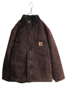 US企画 カーハート トラディショナル コート メンズ M / 古着 CARHARTT ダック ジャケット ブルゾン 中綿 キルティング ライナー 廃盤 濃茶