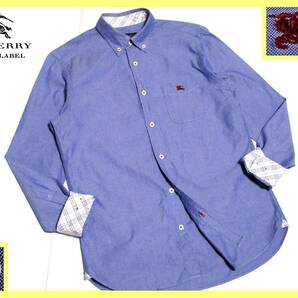 美品 バーバリーブラックレーベル エンジホース刺繍 襟内・袖口裏ノバチェック柄 ボタンダウンシャツ サイズ M(2)の画像2