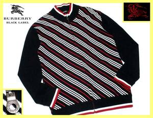  great popularity size L(3) ultimate beautiful goods Burberry Black Label red hose embroidery front . about Burberry line Zip up knitted jacket 