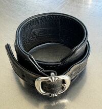 クロムハーツ Chrome Hearts R&R TINY BUCKLE ブレスレット ブラック ヘビーレザー インボイス原本付_画像2