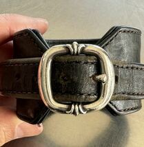 クロムハーツ Chrome Hearts R&R TINY BUCKLE ブレスレット ブラック ヘビーレザー インボイス原本付_画像4