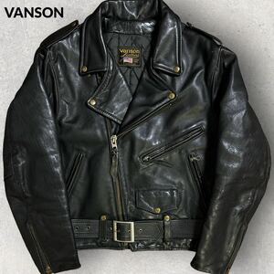 VANSON 米国製 C2 ダブルライダースジャケット ブラック サイズ42 キルティングライナー MADE IN USA 