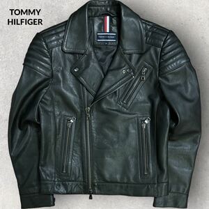 美品 TOMMY HILFIGER パテッドライダースジャケット 46 ブラック