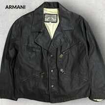 ARMANI JEANS 90s ビンテージ レザージャケット ブラウン 48_画像1