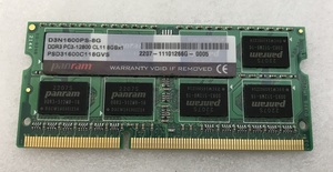 PANRAM PC3-12800S 8GB DDR3-1600 8GB DDR3 ノートパソコン用メモリ DDR3 LAPTOP-RAM 204ピン Non ECC DDR3 LAPTOP RAM