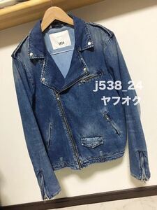 使いやすい ZARA MAN デニム ライダース XL 44ジャケット Gジャン メンズ ブルゾン 青 ネイビー