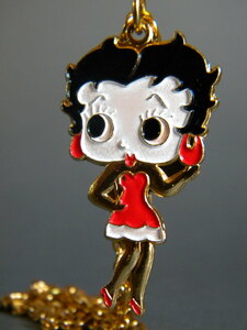 当時物 ★★Betty Boop ベティちゃん 合金ダイキャスト 女の子 ペンダント !! おしゃれ ネックレス アクセサリー★★未使用 デッドストック